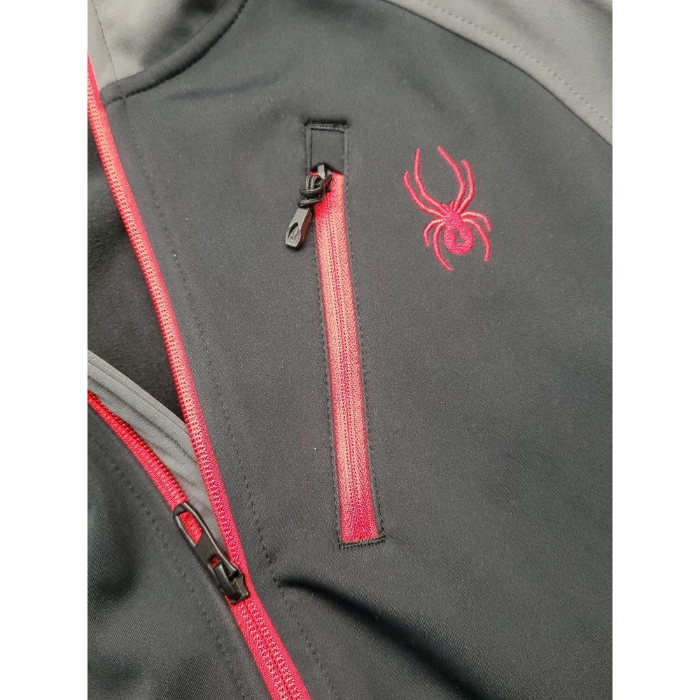Spyder Soft Shell Hooded Jacket SPFGM183 Black/Gray/Red Men's Size MD NEW! - Picture 6 of 8